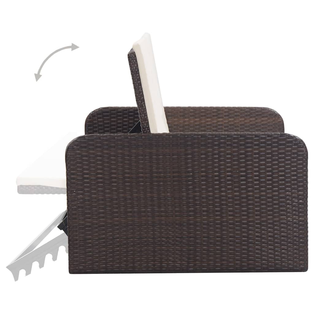 Set Divani da Giardino 2 pz con Cuscini in Polyrattan Marrone