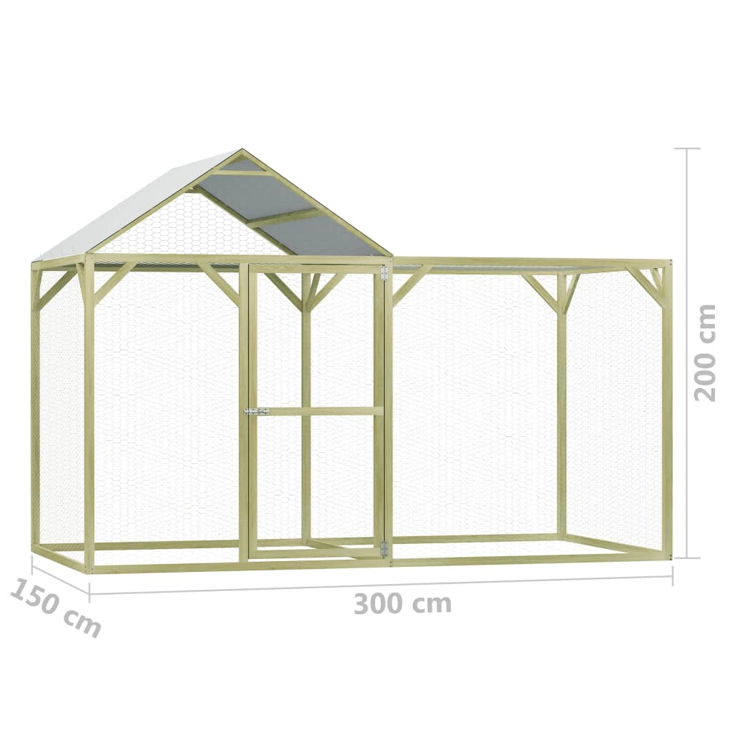 Pollaio 3x1,5x2 m in Legno di Pino Impregnato