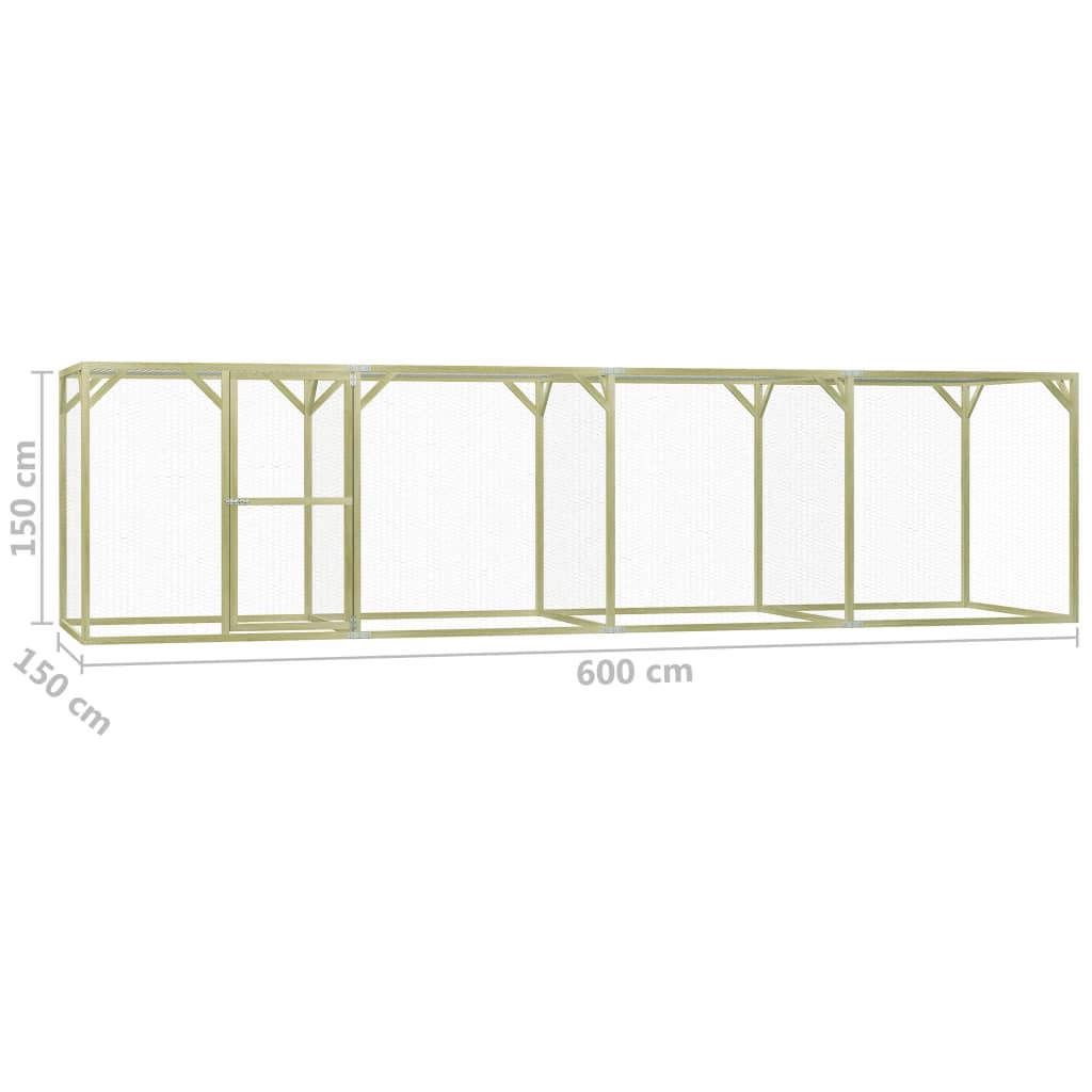 Pollaio 1,5x6x1,5 m in Legno di Pino Impregnato