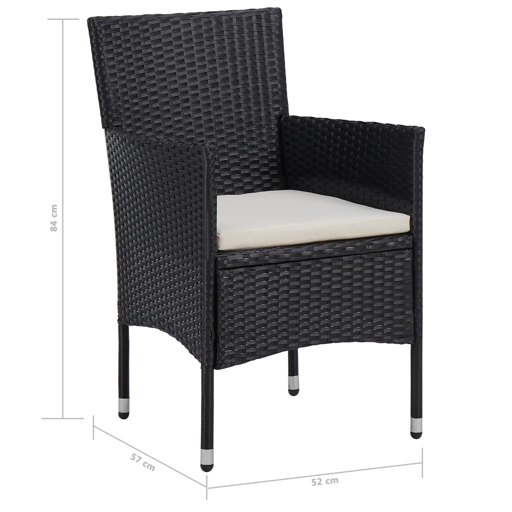 Set Mobili da Pranzo per Giardino 5 pz Nero Polyrattan e Vetro