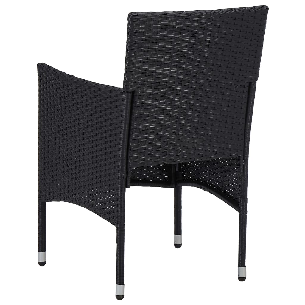 Set Sedie da Pranzo per Giardino 2 Pz in Polyrattan Nero