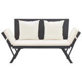 Panchina da Giardino con Cuscini 176 cm Nera in Polyrattan