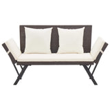 Panchina da Giardino con Cuscini 176 cm Marrone in Polyrattan