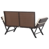 Panchina da Giardino con Cuscini 176 cm Marrone in Polyrattan