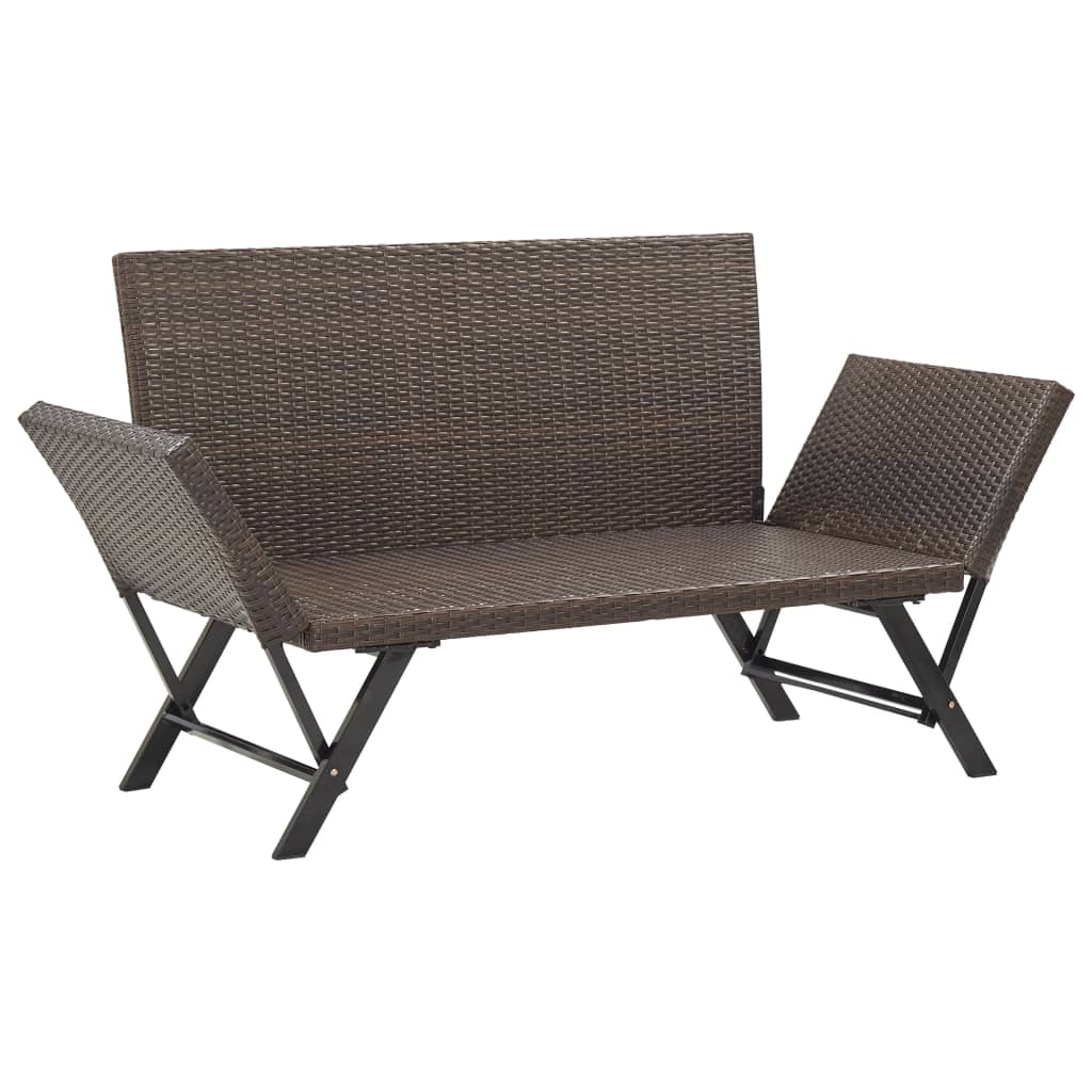 Panchina da Giardino con Cuscini 176 cm Marrone in Polyrattan