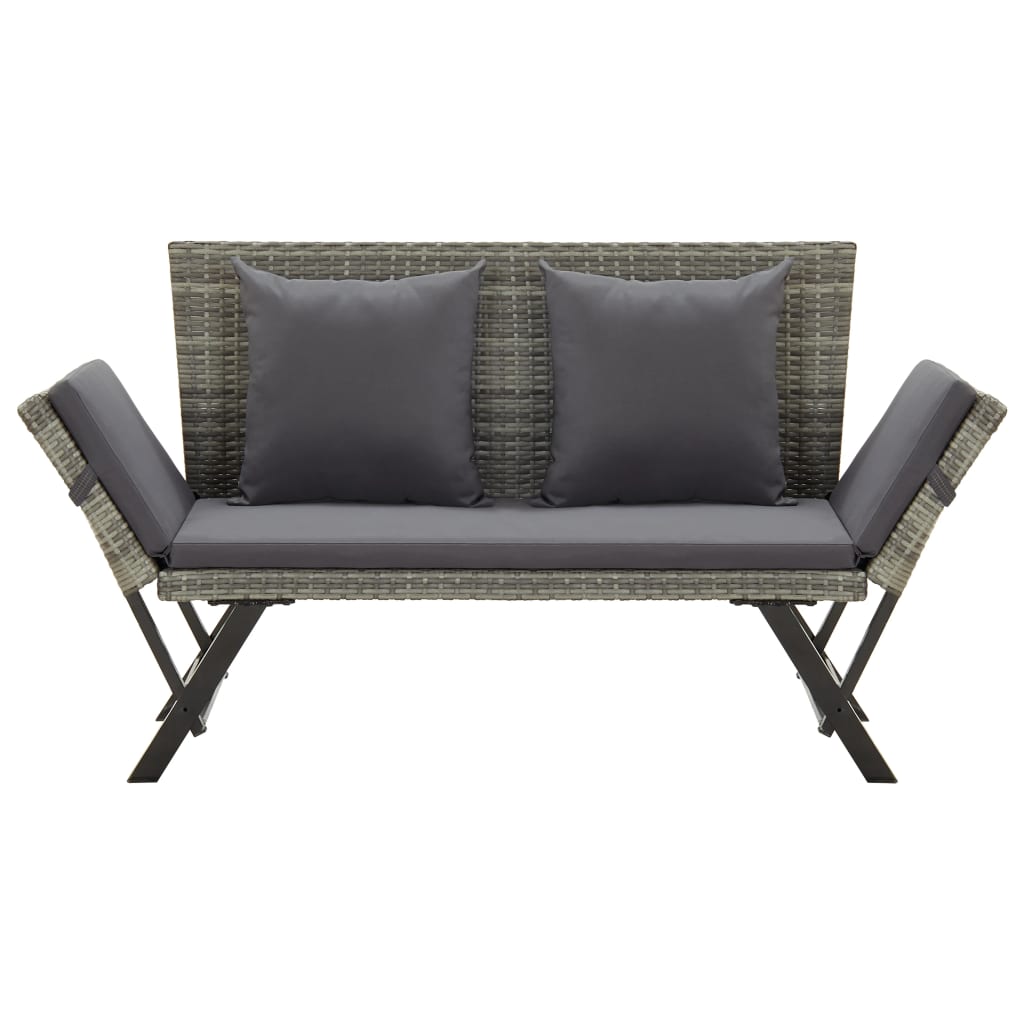 Panchina da Giardino con Cuscini 176 cm in Polyrattan Grigio