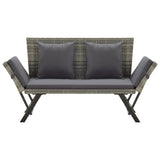 Panchina da Giardino con Cuscini 176 cm in Polyrattan Grigio