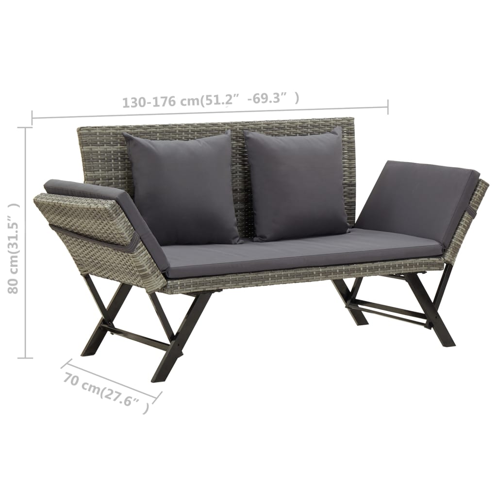 Panchina da Giardino con Cuscini 176 cm in Polyrattan Grigio