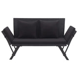 Panchina da Giardino con Cuscini 176 cm Nera in Polyrattan