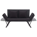 Panchina da Giardino con Cuscini 176 cm Nera in Polyrattan