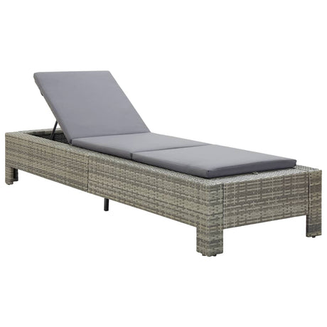 Lettino Prendisole con Cuscino in Polyrattan Grigio