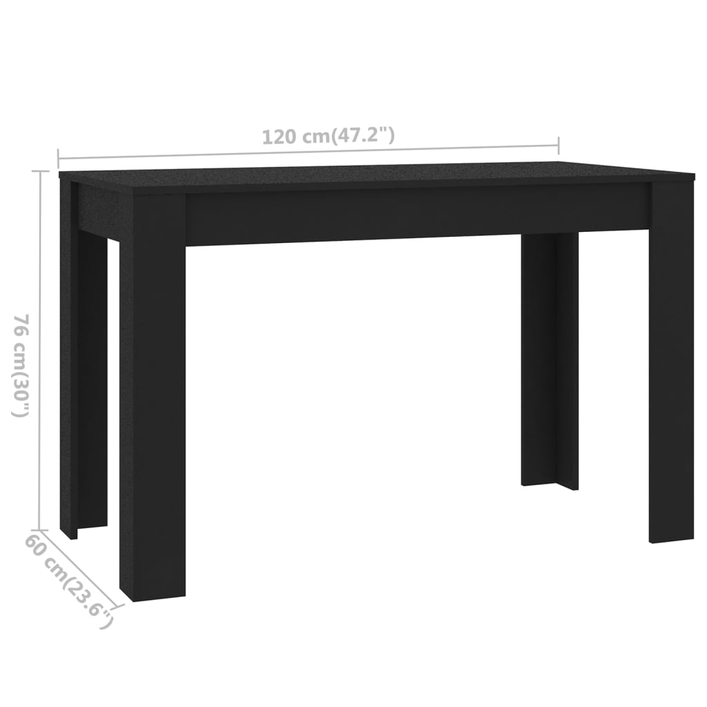 Tavolo da Pranzo Nero 120x60x76 cm in Legno Multistrato