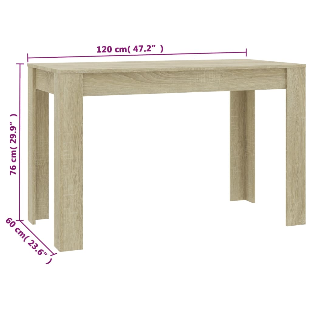 Tavolo da Pranzo Rovere Sonoma 120x60x76cm in Legno Multistrato