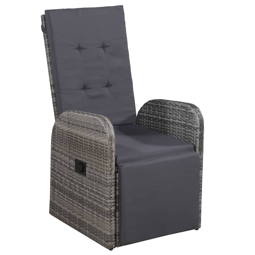 Set da Bistrot 3 pz con Cuscini in Polyrattan Grigio