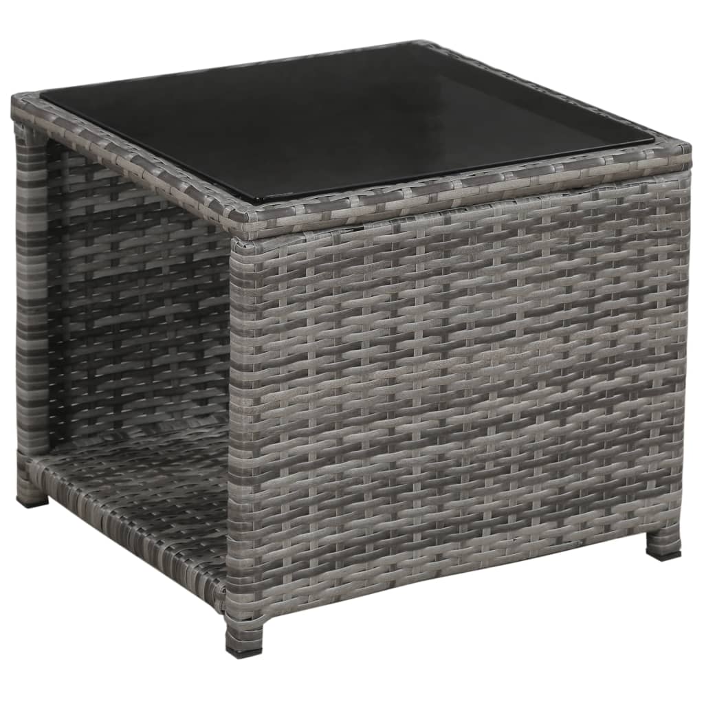 Set da Bistrot 3 pz con Cuscini in Polyrattan Grigio