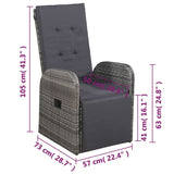 Set da Bistrot 3 pz con Cuscini in Polyrattan Grigio