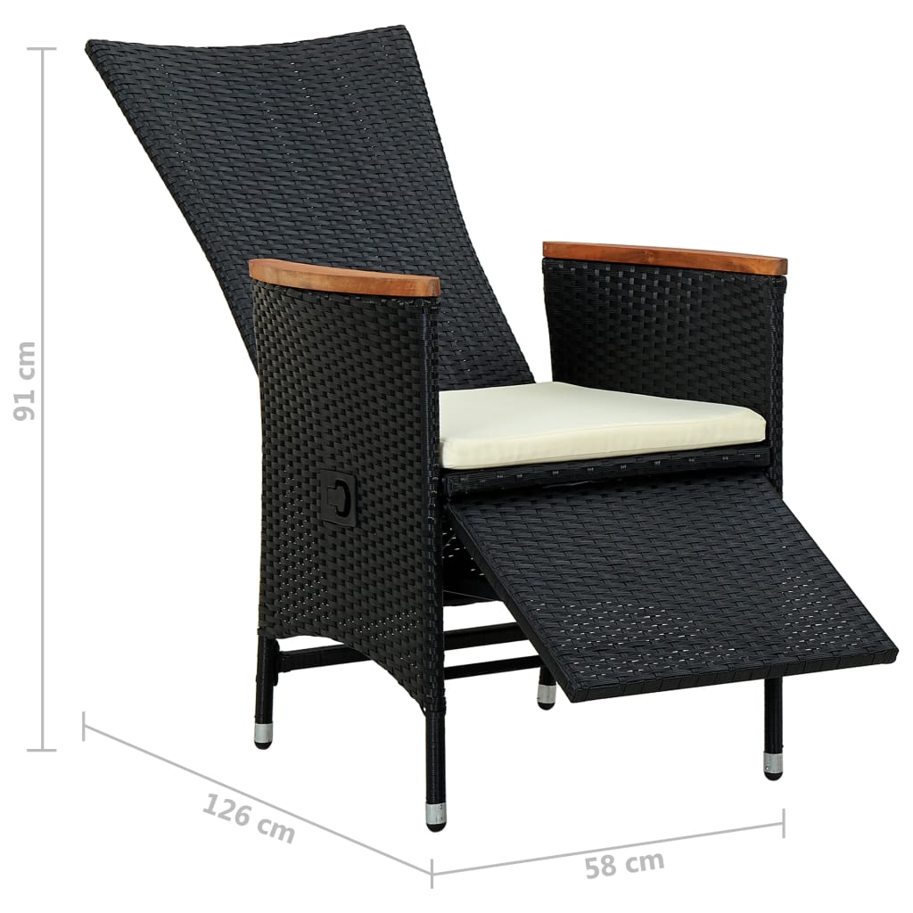 Set da Pranzo da Giardino 7 pz in Polyrattan e Acacia Nero