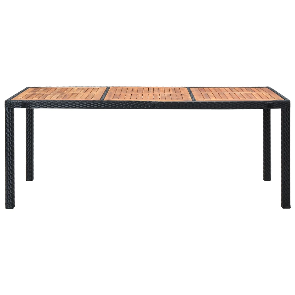 Set da Pranzo da Giardino 9 pz con Cuscini in Polyrattan Nero