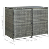 Copribidone Rifiuti Doppio in Polyrattan Antracite 148x77x111cm