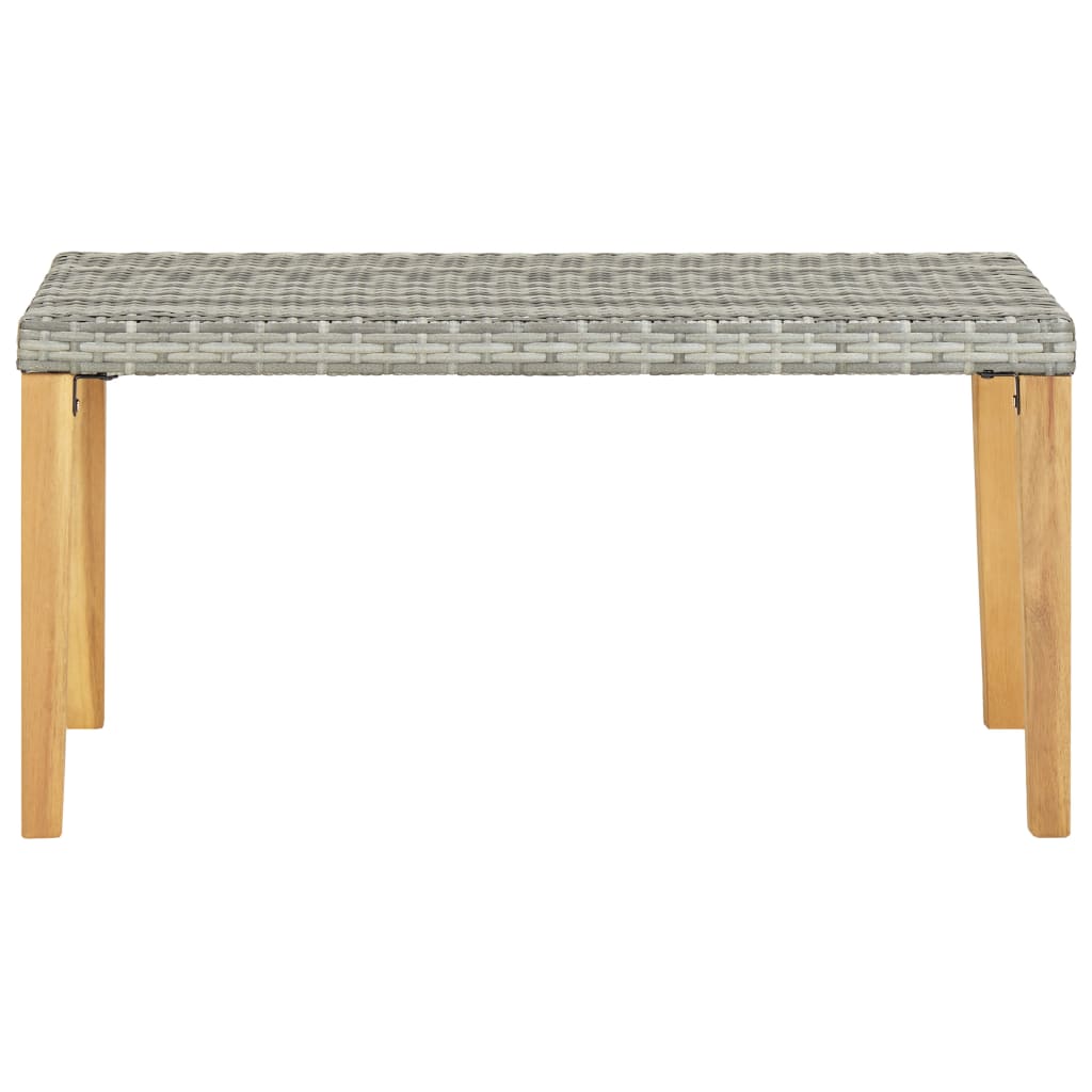 Panchina da Giardino 120 cm Grigia Polyrattan e Legno Acacia