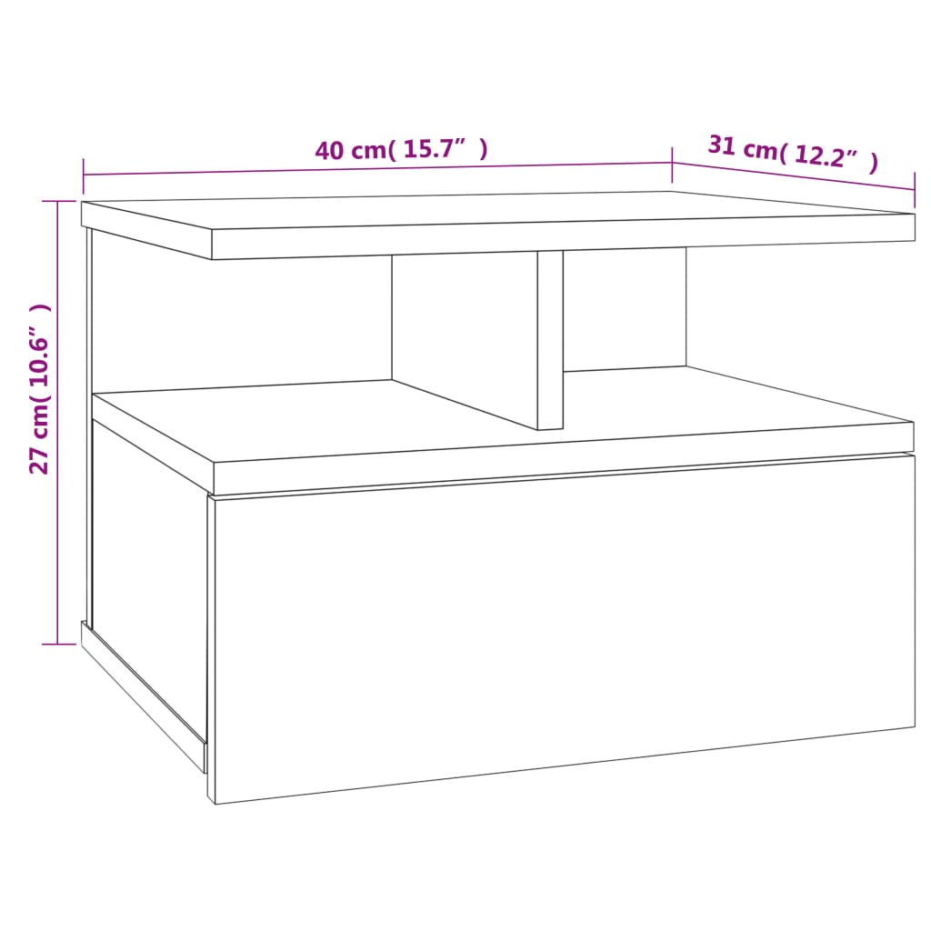 Comodino Pensile Rovere Sonoma 40x31x27 cm in Legno Multistrato