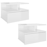 Comodini Pensili 2pz Bianco Lucido 40x31x27cm Legno Multistrato