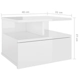 Comodini Pensili 2pz Bianco Lucido 40x31x27cm Legno Multistrato