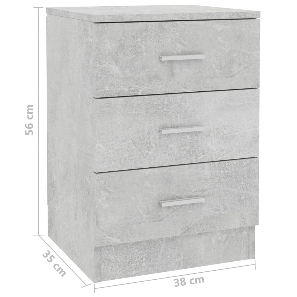 Comodino Grigio Cemento 38x35x56 cm in Legno Multistrato