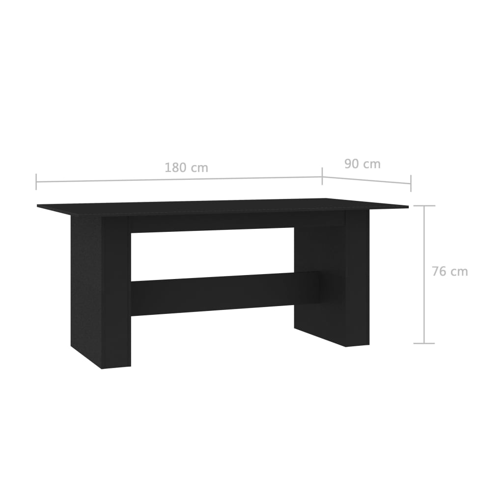 Tavolo da Pranzo Nero 180x90x76 cm in Legno Multistrato