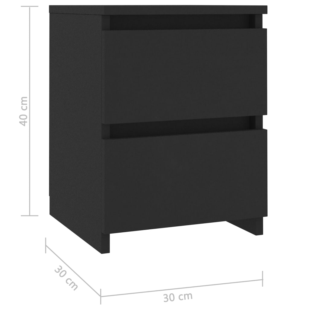 Comodino Nero 30x30x40 cm in Legno Multistrato