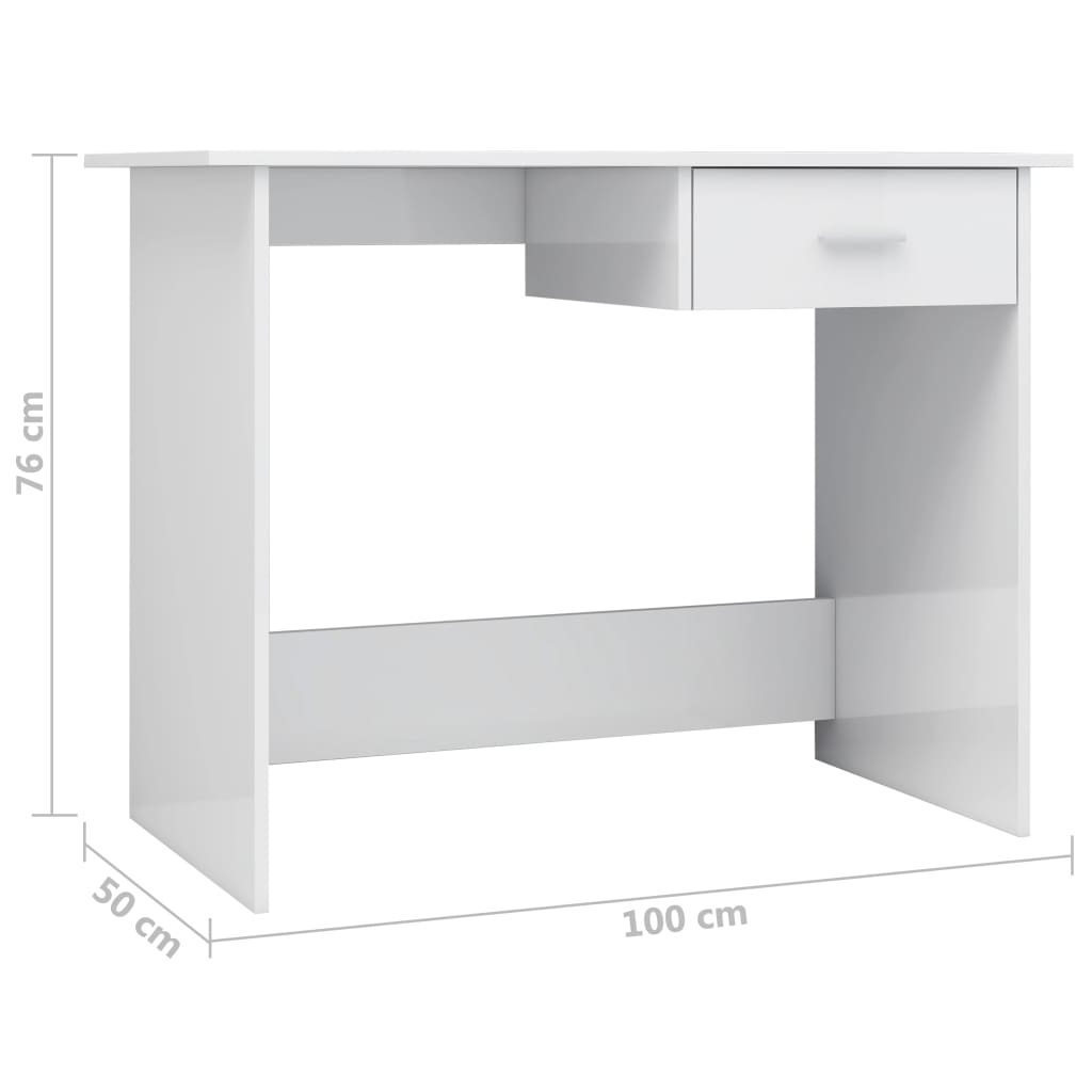 Scrivania Bianco Lucido 100x50x76 cm in Legno Multistrato