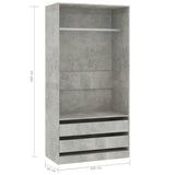 Armadio Grigio Cemento 100x50x200 cm in Legno Multistrato