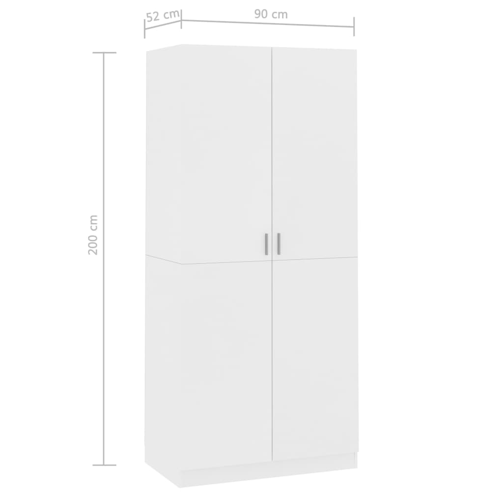 Armadio Bianco 90x52x200 cm in Legno Multistrato