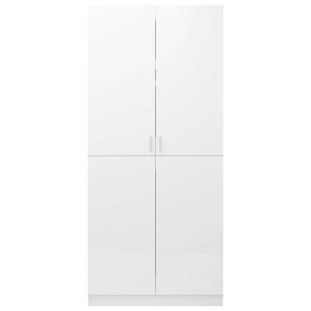 Armadio Bianco Lucido 90x52x200 cm in Legno Multistrato