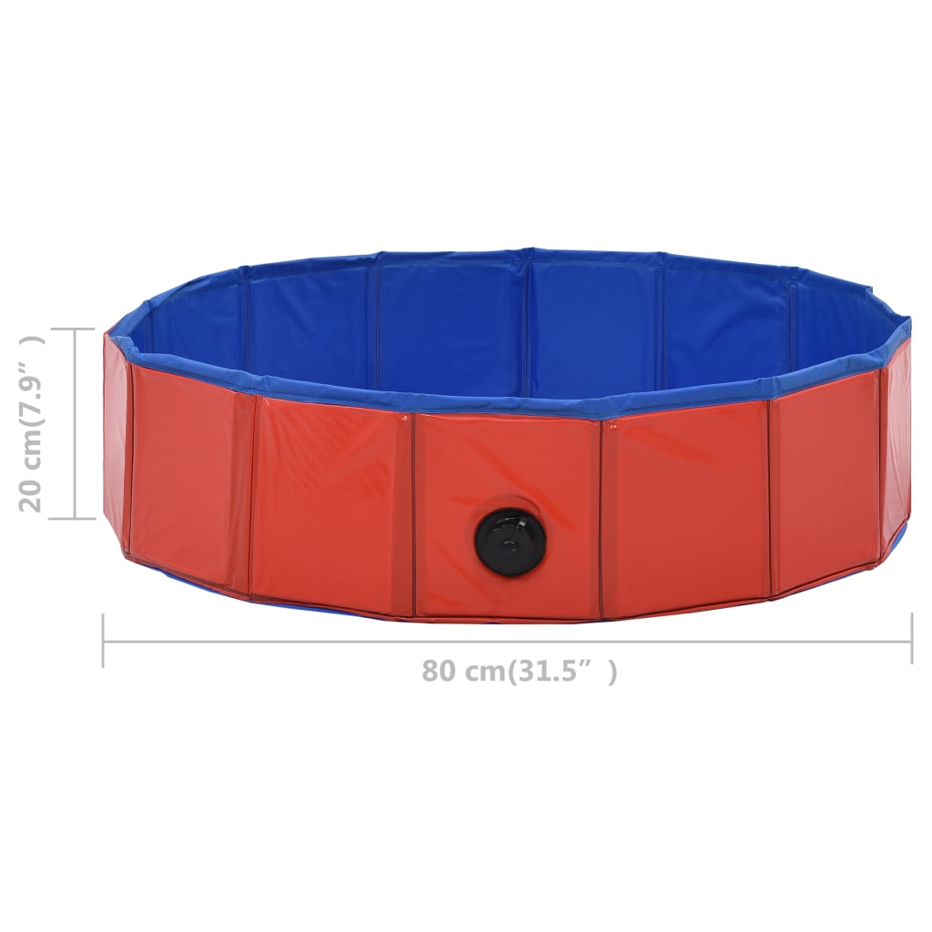 Piscina per Cani Pieghevole Rossa 80x20 cm in PVC