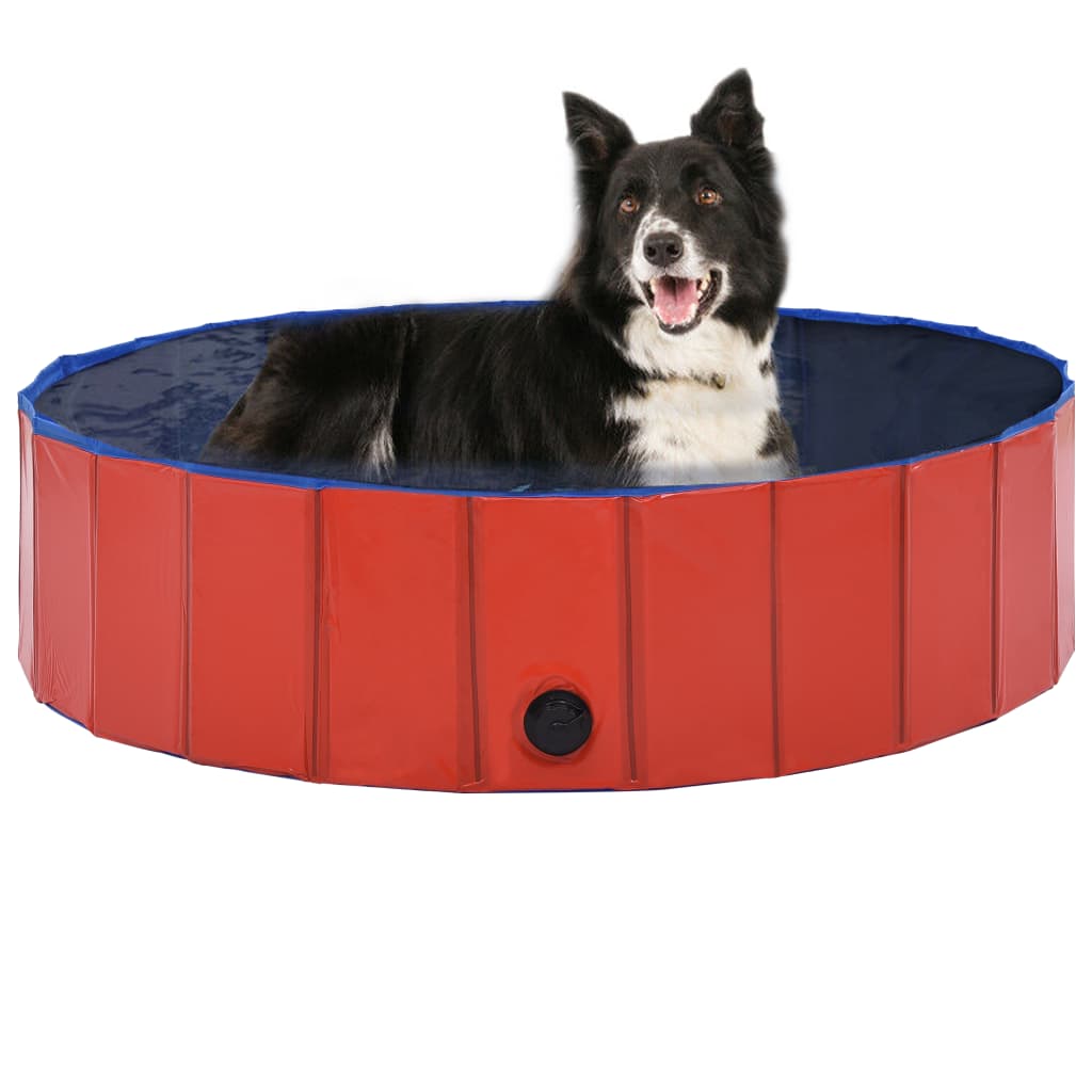 Piscina per Cani Pieghevole Rossa 120x30 cm in PVC