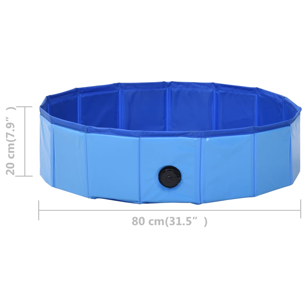 Piscina per Cani Pieghevole Blu 80x20 cm in PVC