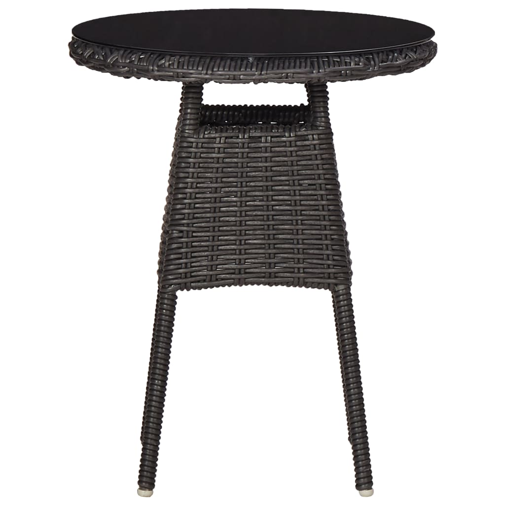 Set Bistrot da Giardino 3 pz con Cuscini in Polyrattan Nero