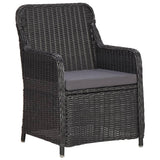 Set Bistrot da Giardino 3 pz con Cuscini in Polyrattan Nero