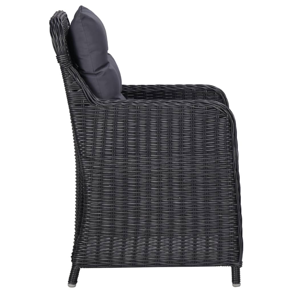 Sedie da Giardino 2 pz con Tavolino da Tè in Polyrattan Nero