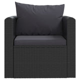 Set Divani da Giardino 7 pz con Cuscini in Polyrattan Nero