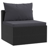 Set Divani da Giardino 7 pz con Cuscini in Polyrattan Nero