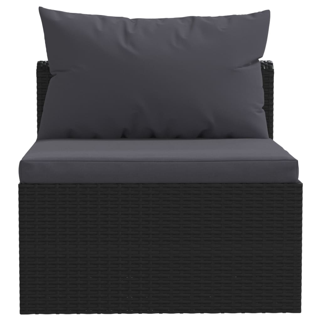 Set Divani da Giardino 7 pz con Cuscini in Polyrattan Nero