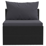 Set Divani da Giardino 7 pz con Cuscini in Polyrattan Nero