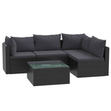 Set Divani da Giardino 5 pz con Cuscini in Polyrattan Nero