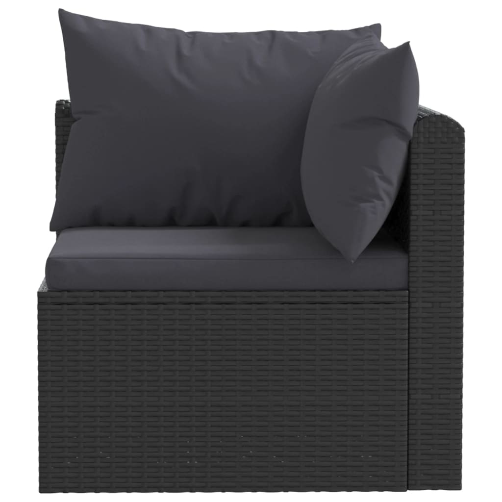 Set Divani da Giardino 5 pz con Cuscini in Polyrattan Nero