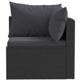 Set Divani da Giardino 5 pz con Cuscini in Polyrattan Nero