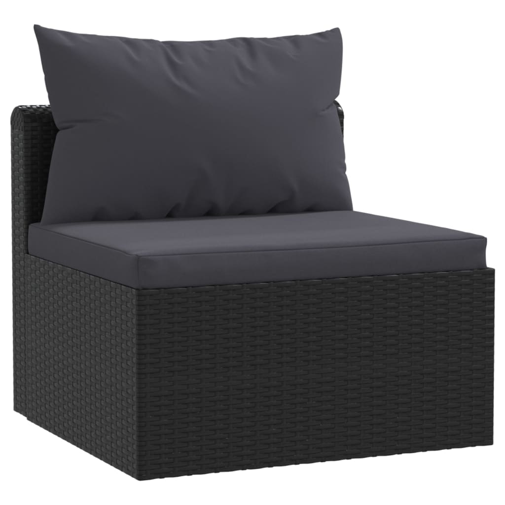 Set Divani da Giardino 5 pz con Cuscini in Polyrattan Nero