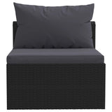 Set Divani da Giardino 5 pz con Cuscini in Polyrattan Nero