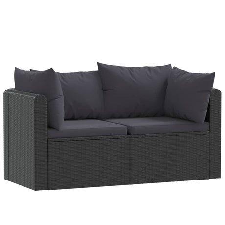 Set Divani da Giardino 2 pz con Cuscini in Polyrattan Nero